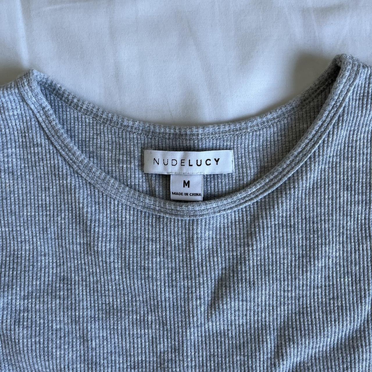 🗽 nude lucy grey waffle tee small/medium fit cropped - Depop