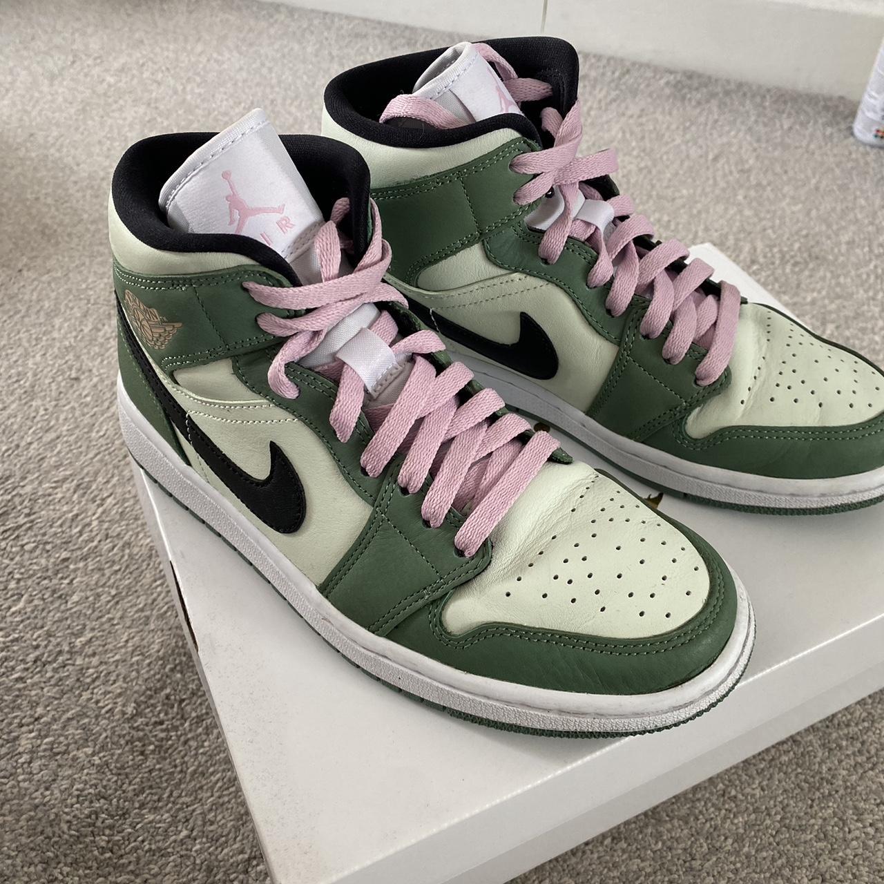 Dutch Green Jordan 1 Mid’s - only been worn a... - Depop