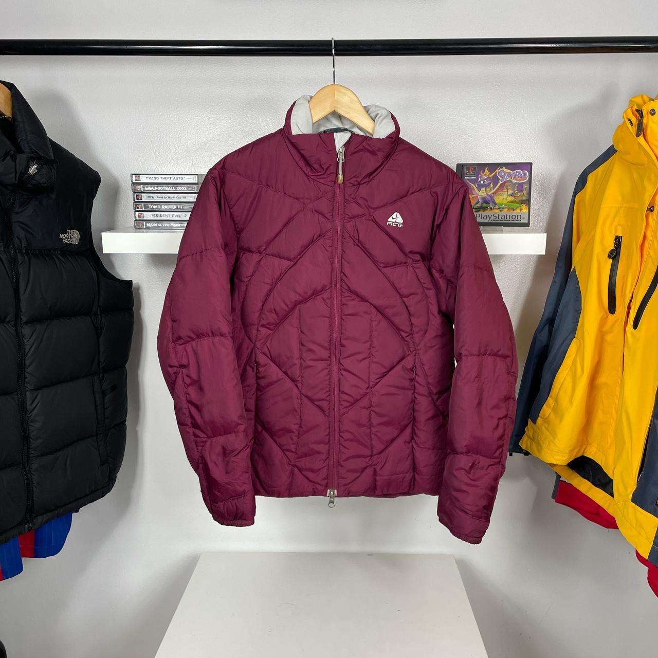 Vintage Nike ACG burgundy puffer jacket -... - Depop