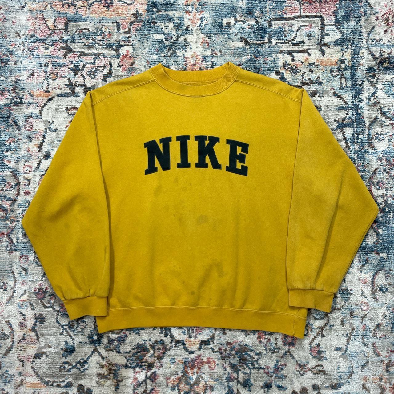 Vintage Nike yellow spellout sweatshirt . Depop