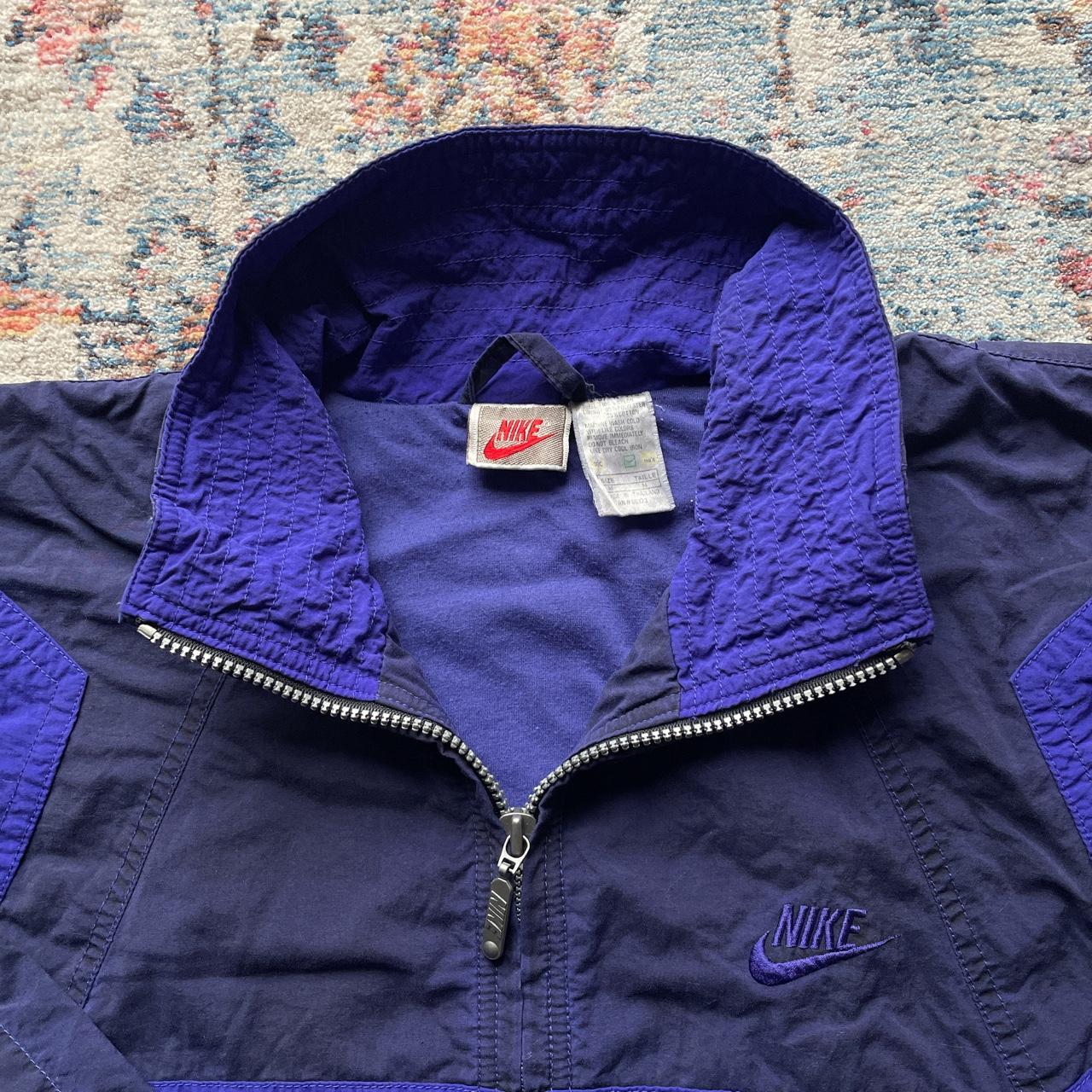 Vintage Nike blue jacket Medium Nike blue and... Depop