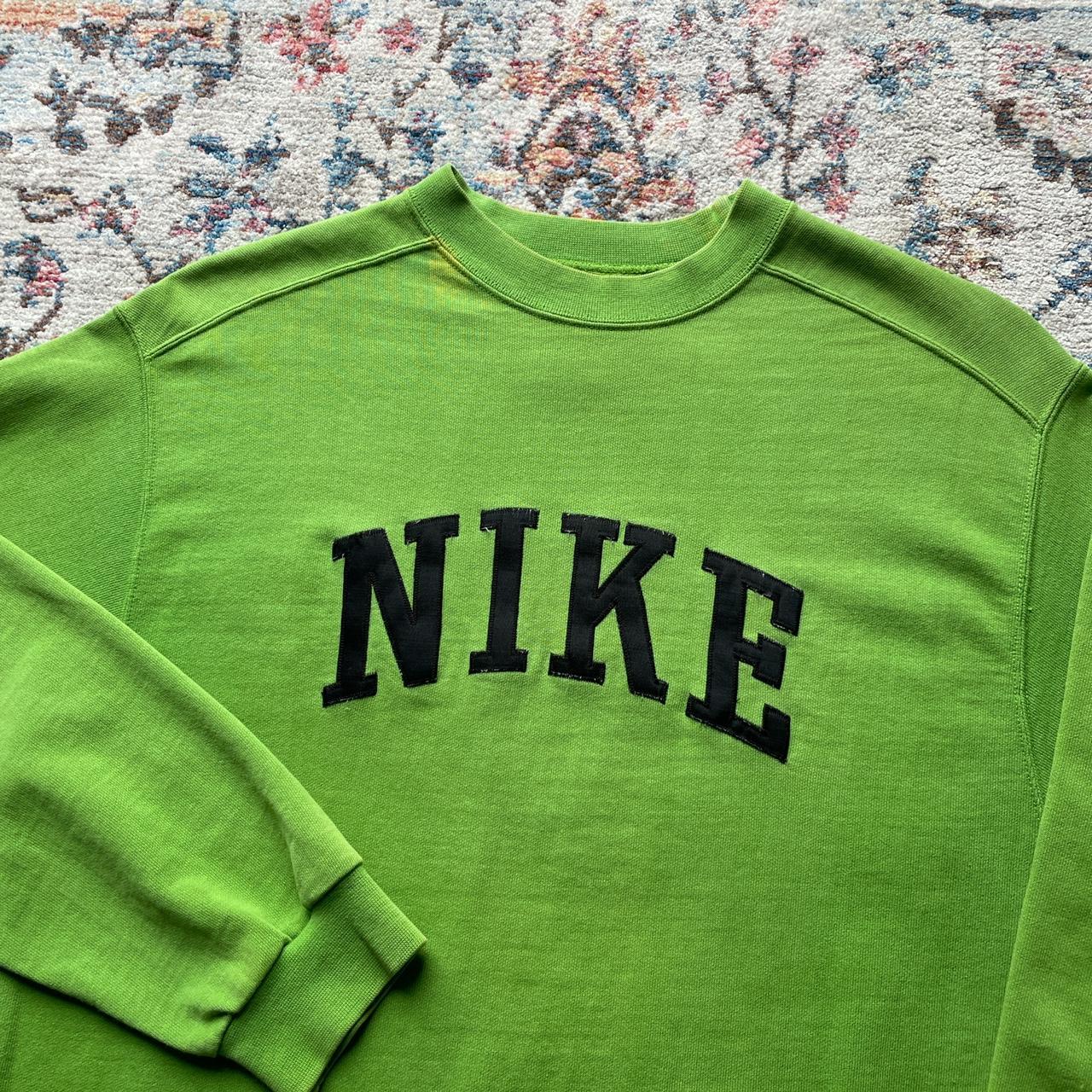 Vintage Nike green sweatshirt Large Green Nike. Depop