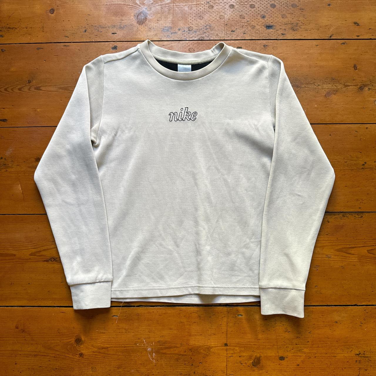 Cream nike spell out sweatshirt sale