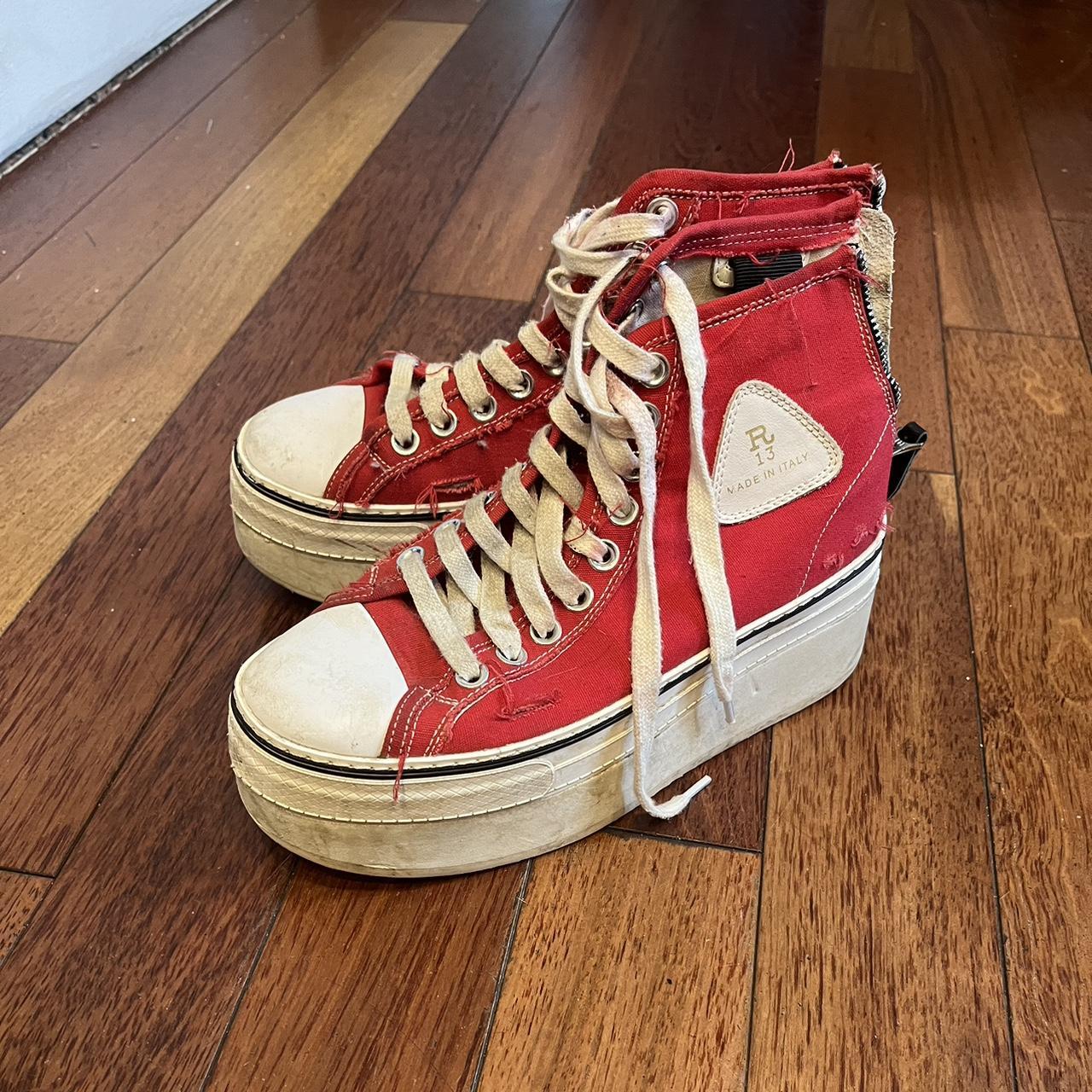 R13 Red Courtney High Top Platform Sneakers Size US... - Depop