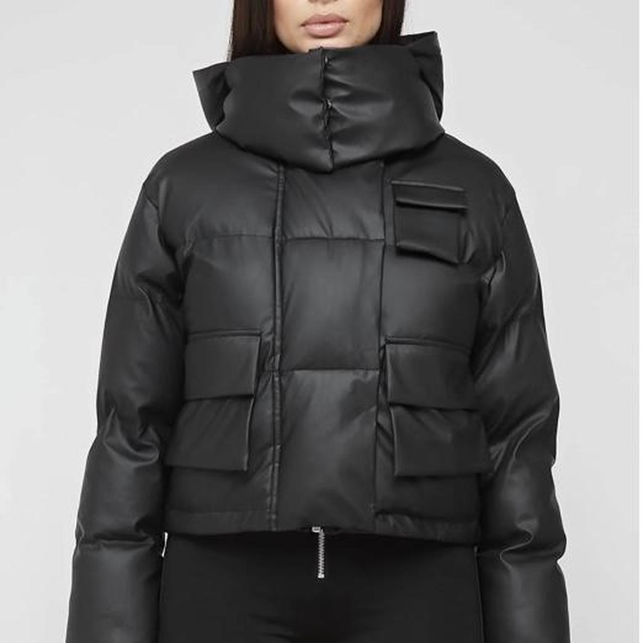 Wrap Neck Puffer Jacket Black from Manière De Voir Depop