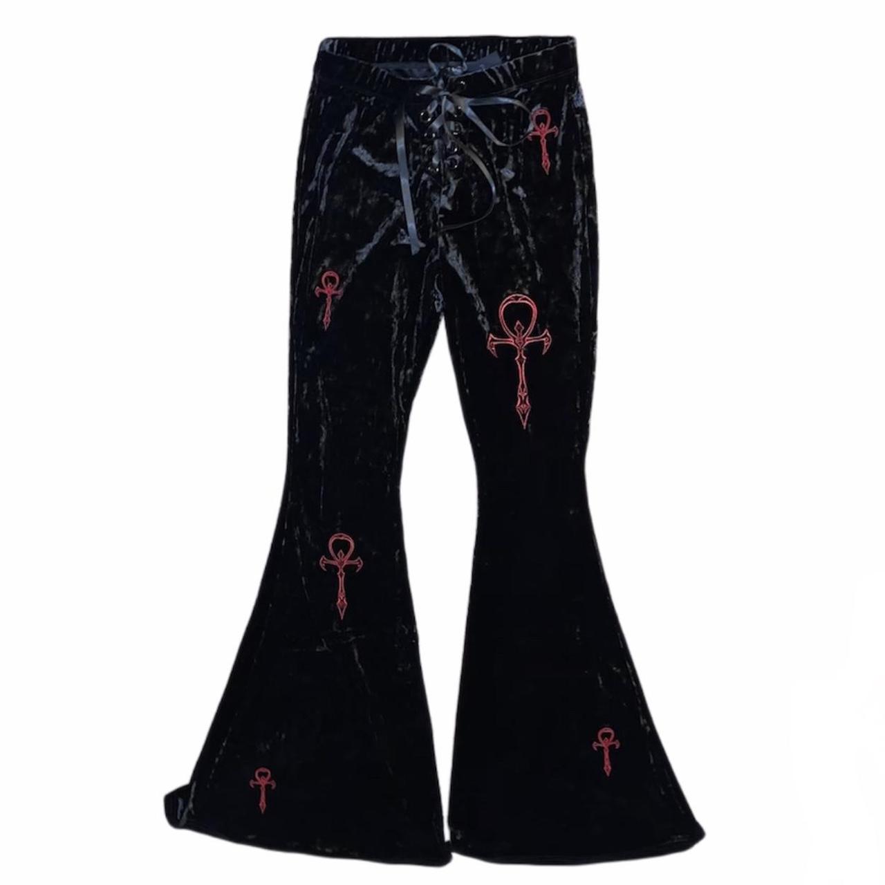 Widow vampire Goth Dracula velvet corset ankh flare... - Depop