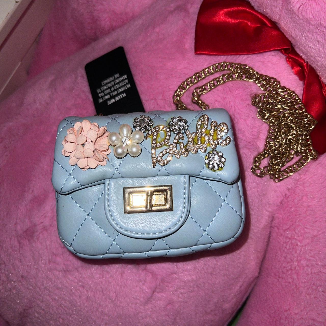 EGO barbie logo flower rhinestone pearl detail... Depop