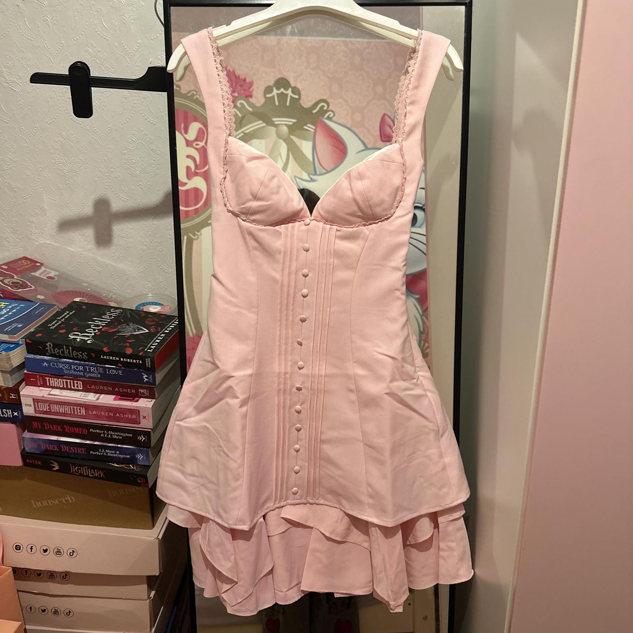Ruffle Trim Blush Pink Corset Blouse Ruffle Trim Blush Pink Corset Blouse