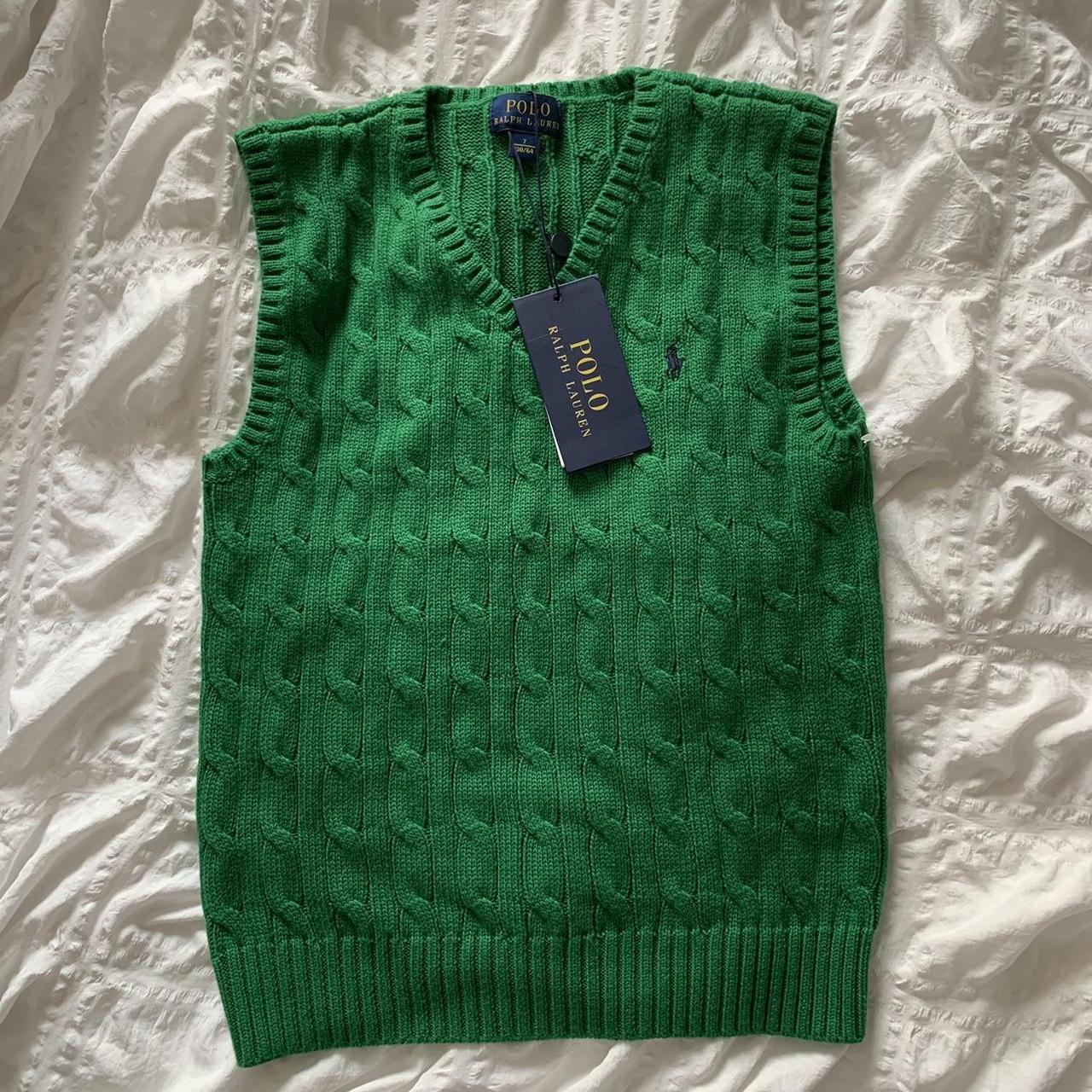 Green Polo Ralph Lauren Green cable knit sweater... - Depop