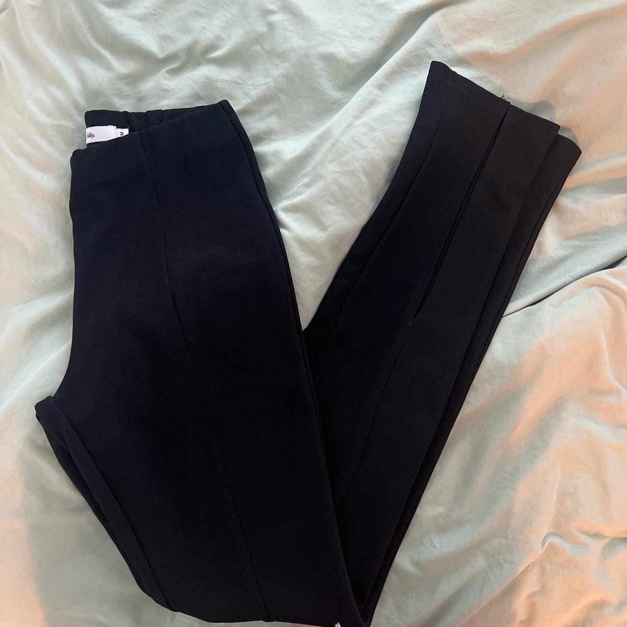 adika split ankle black pants stretchy material... - Depop