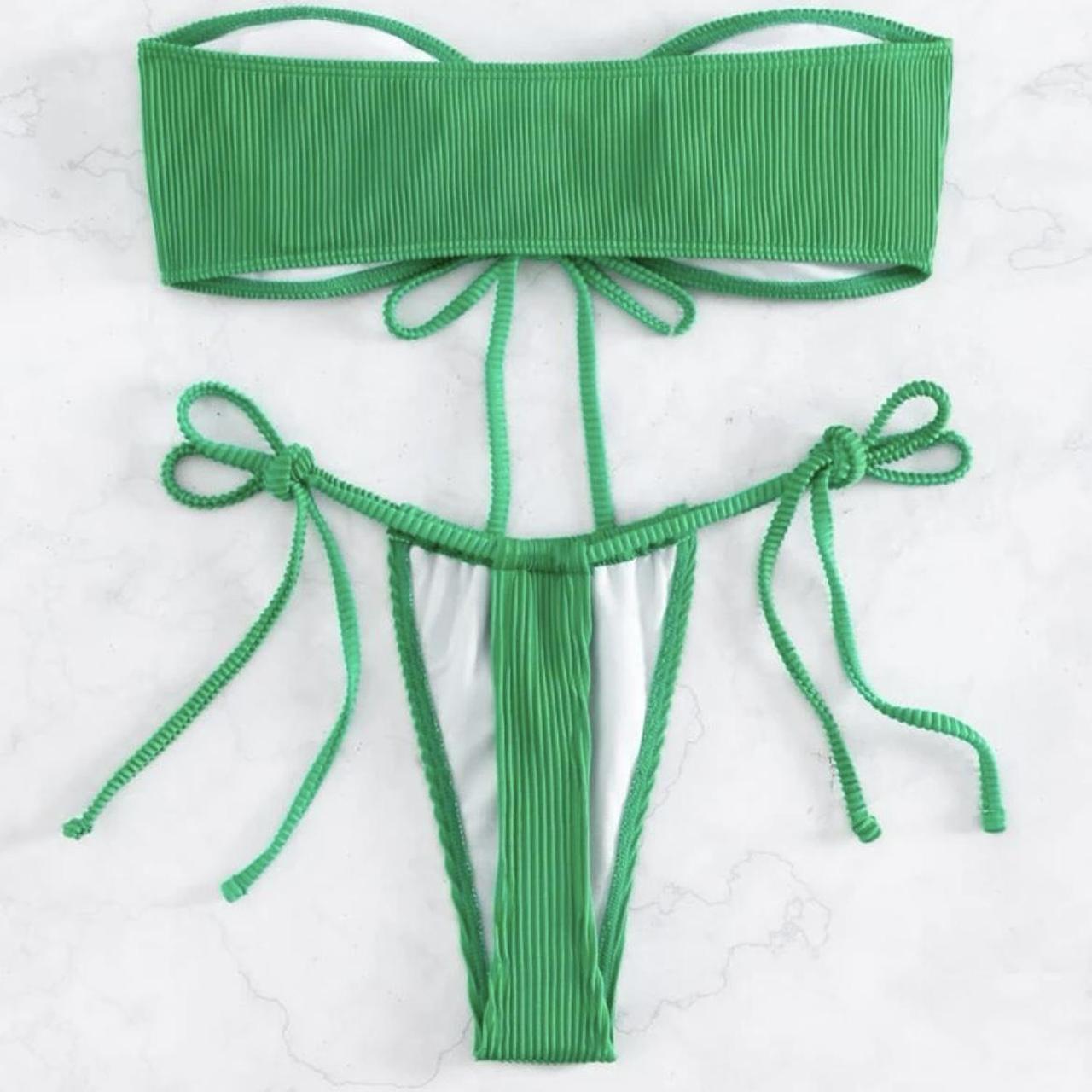 brand new shein green thong bikini shein... Depop