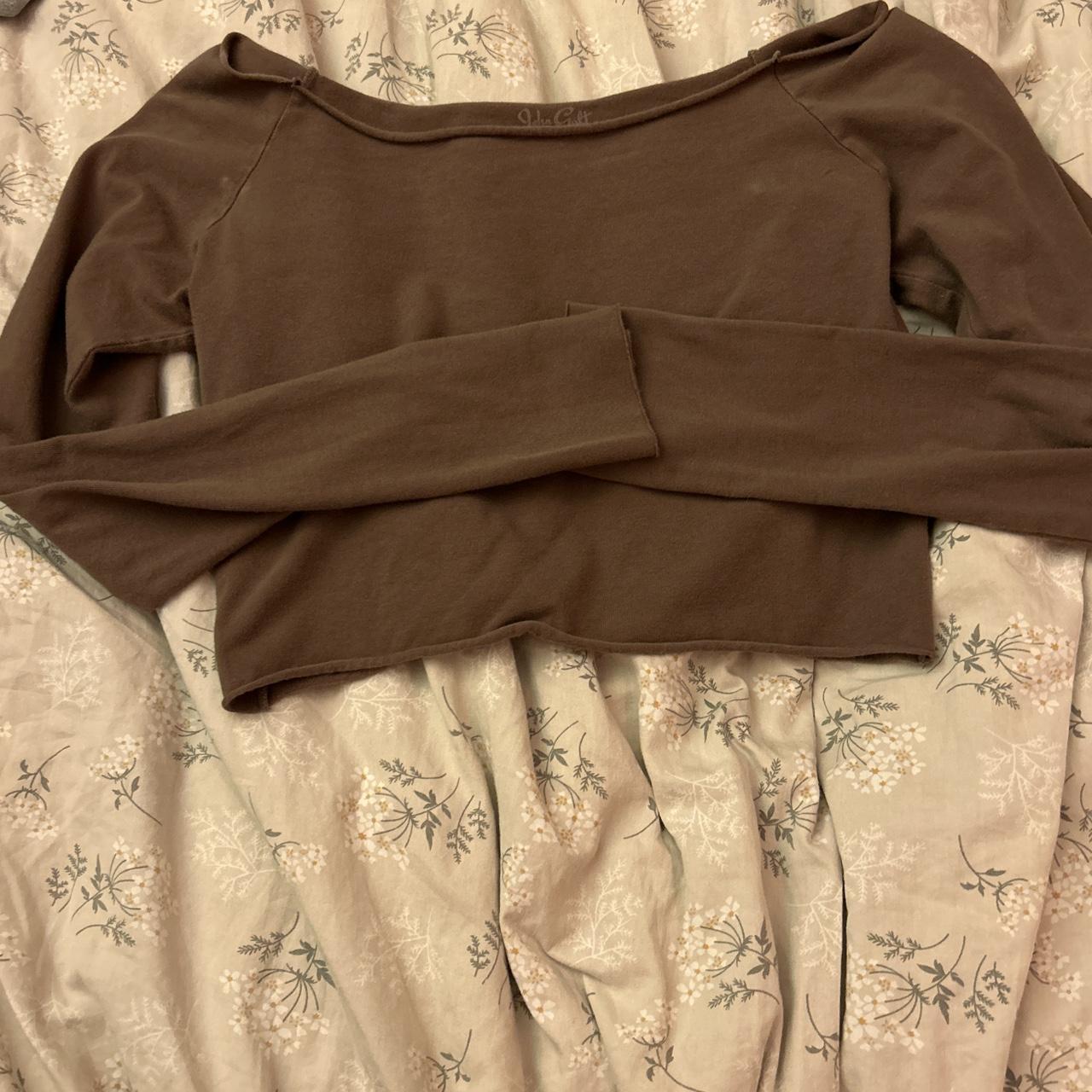 brandy melville brown cropped bonnie off shoulder... Depop