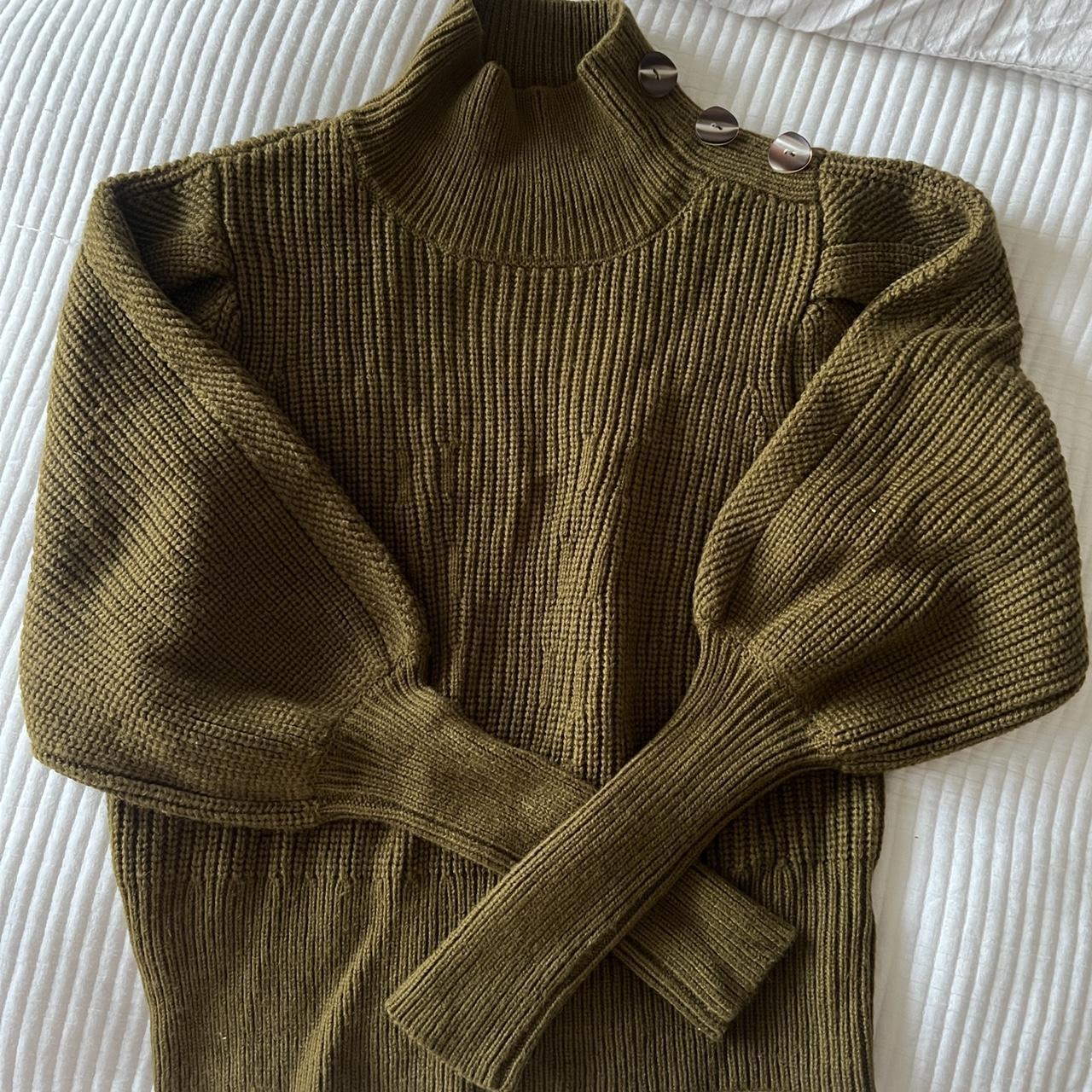 Mos Green Khaki Knit Super Cute 15% Wool Never - Depop