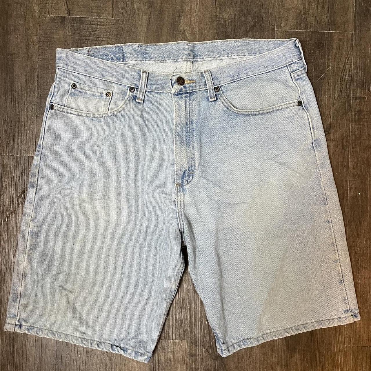 Vintage y2k jean shorts jorts wrangler light wash... - Depop