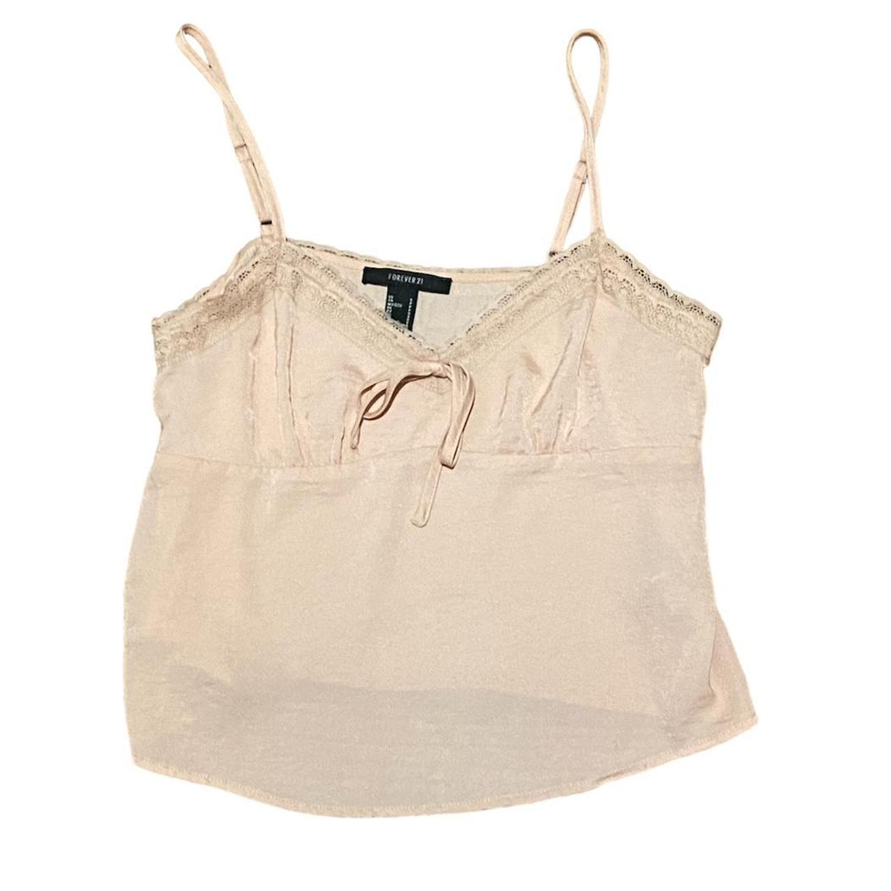 peach/pink lace trim flowy camisole ! (forever 21) - Depop