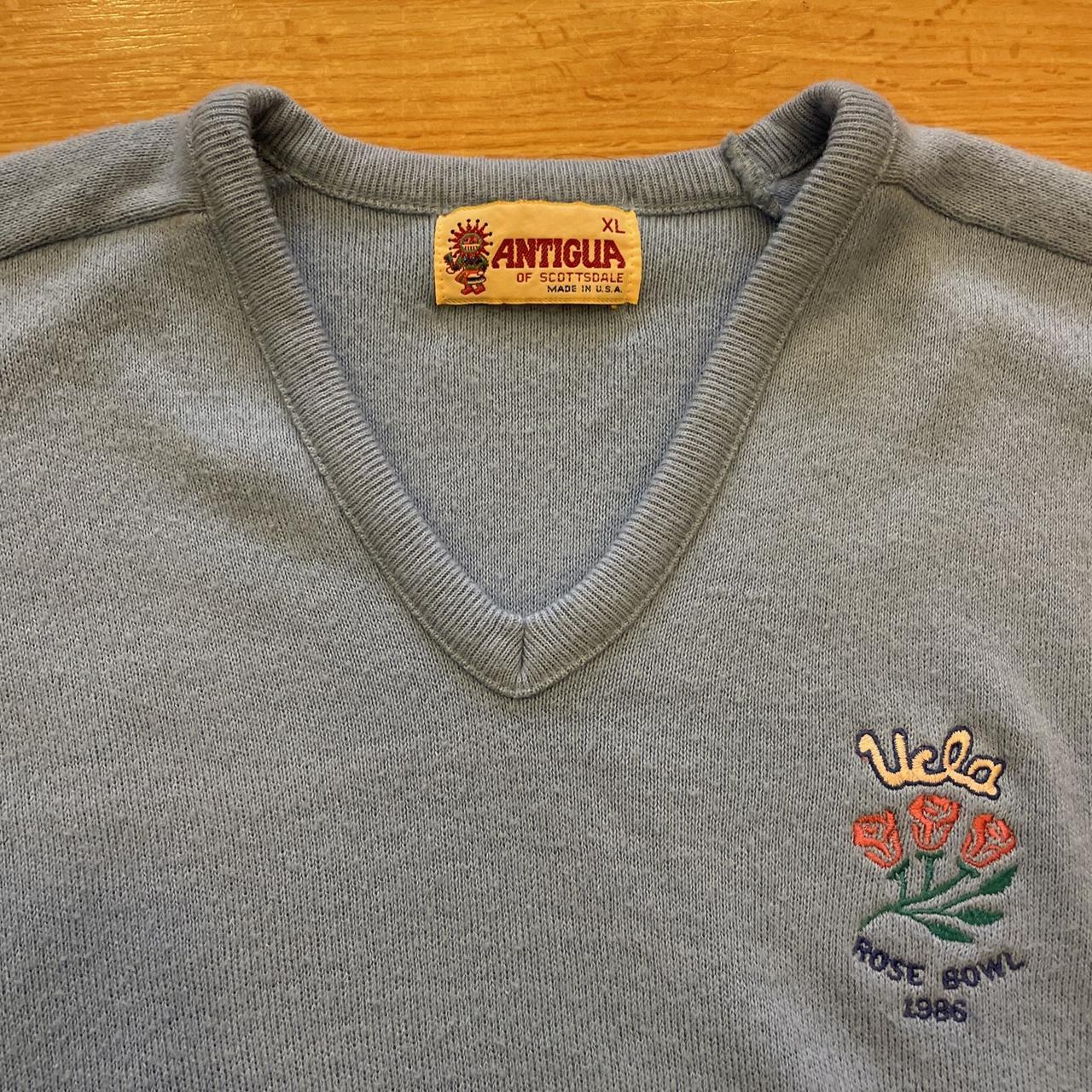 Antigua Apparel Men's Blue and Pink Jumper | Depop