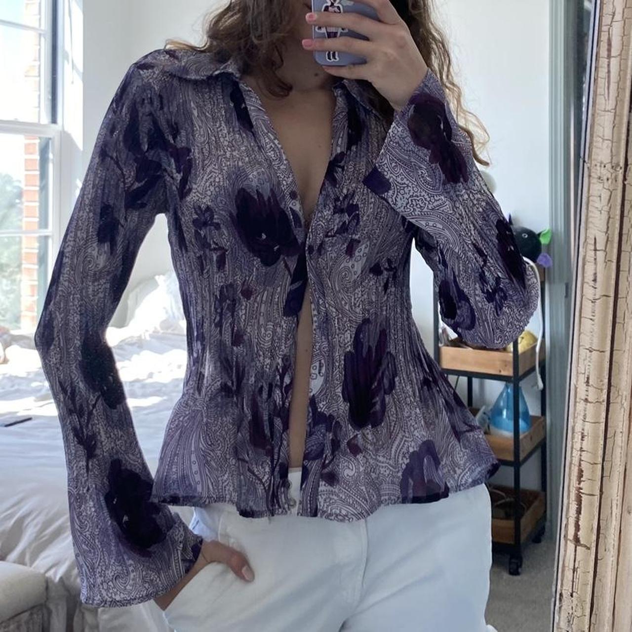 early 2000s purple blouse Worthington Medium... - Depop