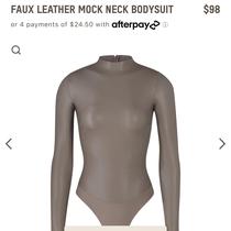 Skims Faux leather scoop dark tan bodysuit women/ - Depop