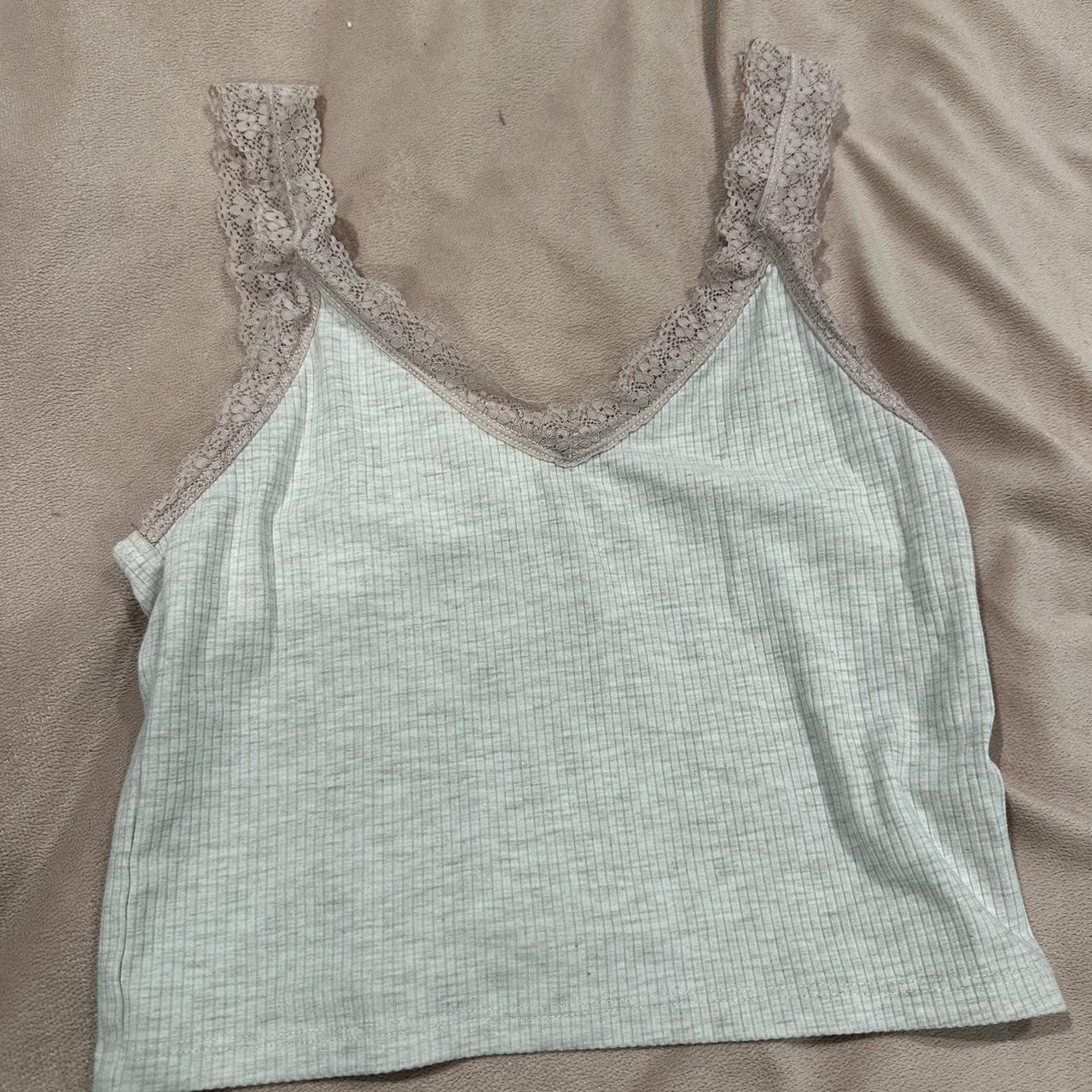 American Eagle White Cropped Tee - Depop