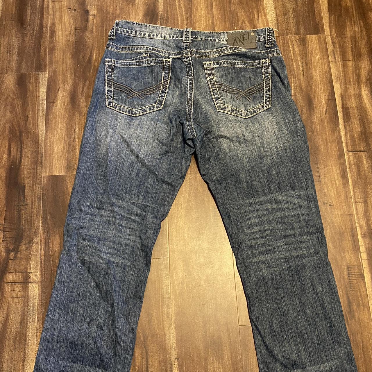 Affliction Men's Navy and Blue Jeans | Depop