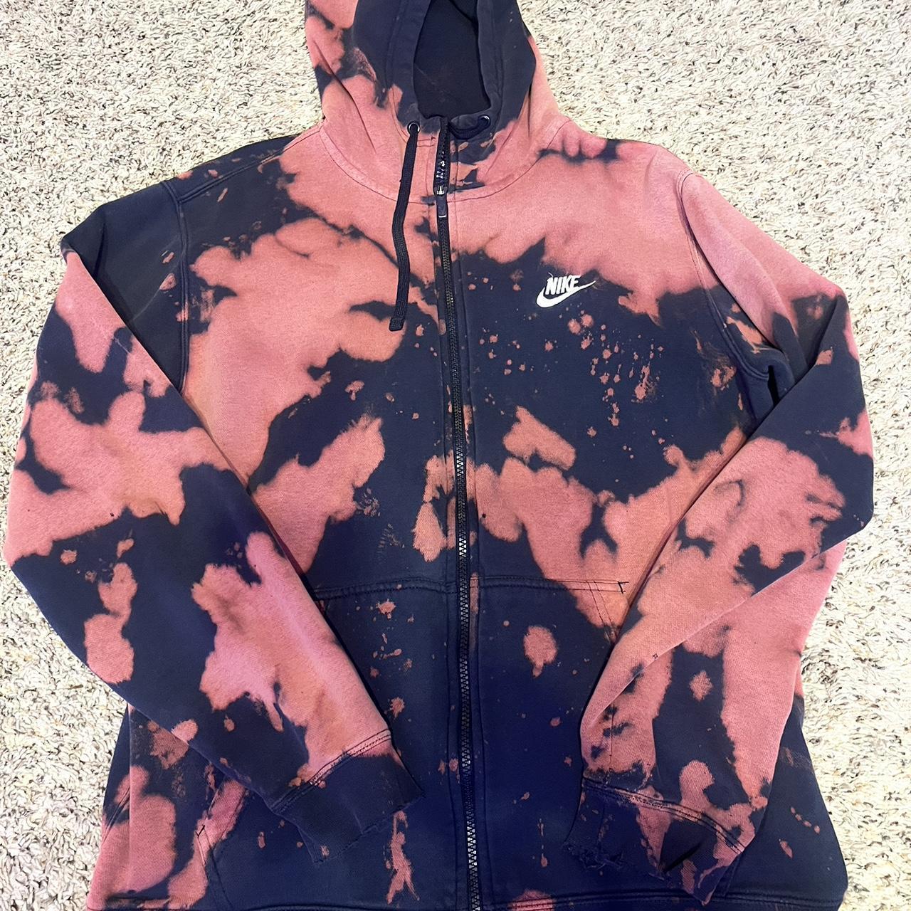nike bleached zip up hoodie size large good... Depop