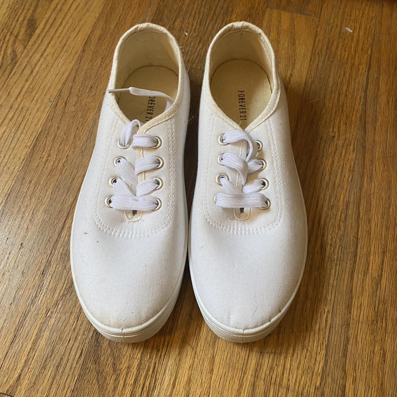 Forever 21 white tennis shoes - Depop