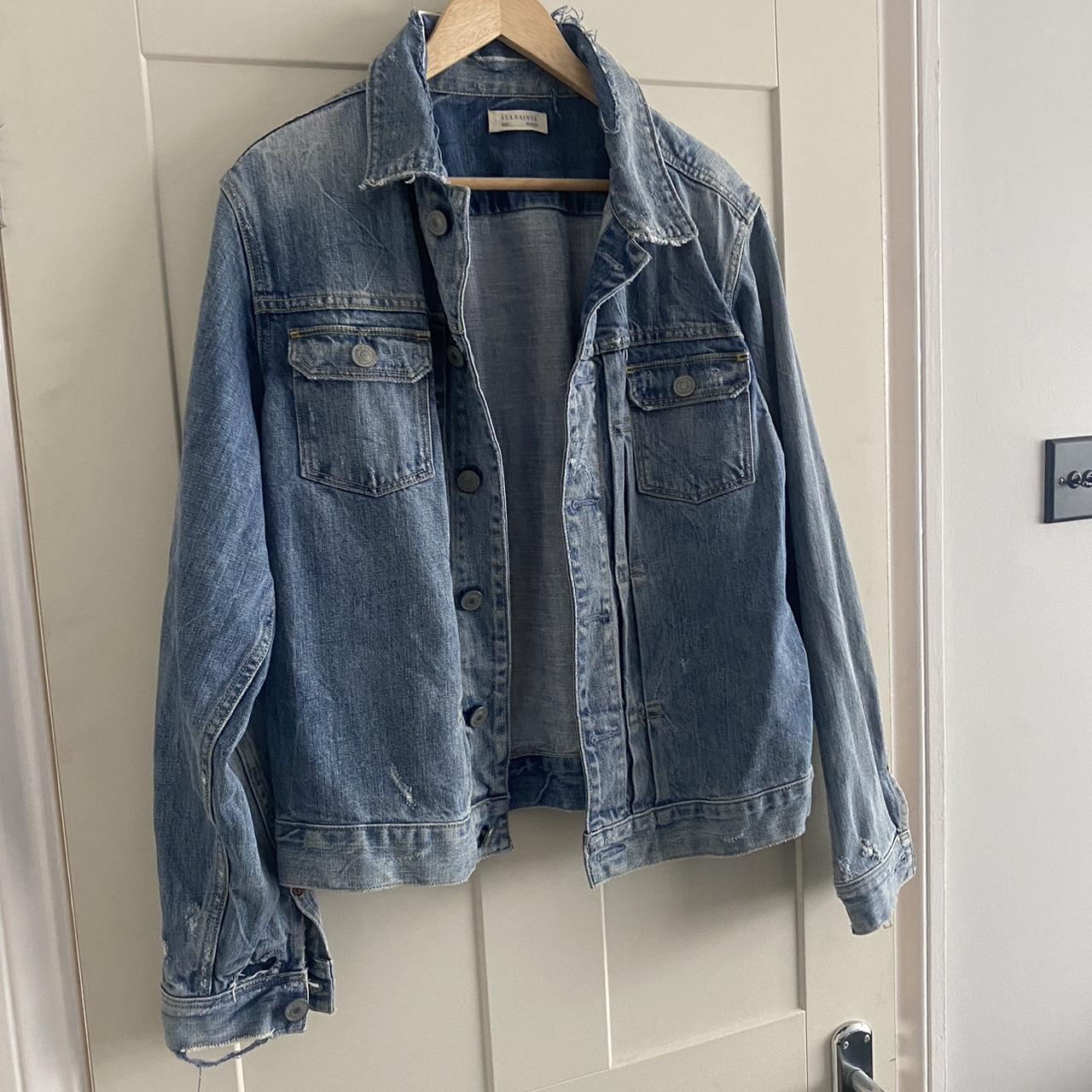 Allsaints distressed denim jacket - Depop