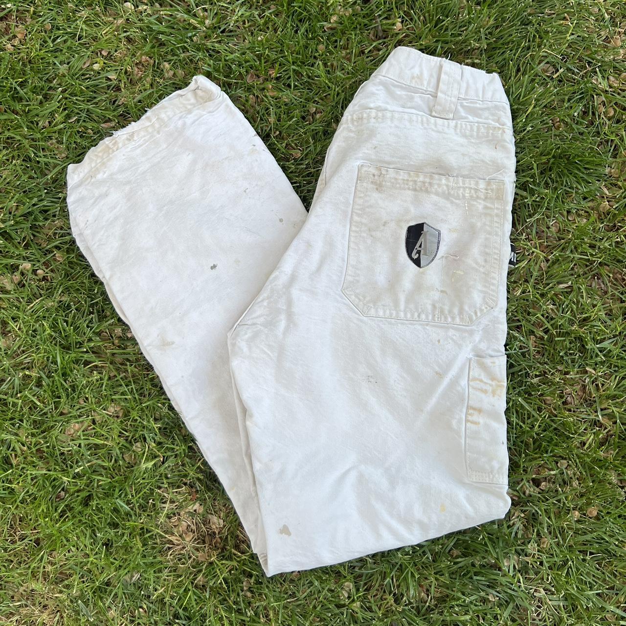 White Armed double knee carpenter pants. Lots of... - Depop