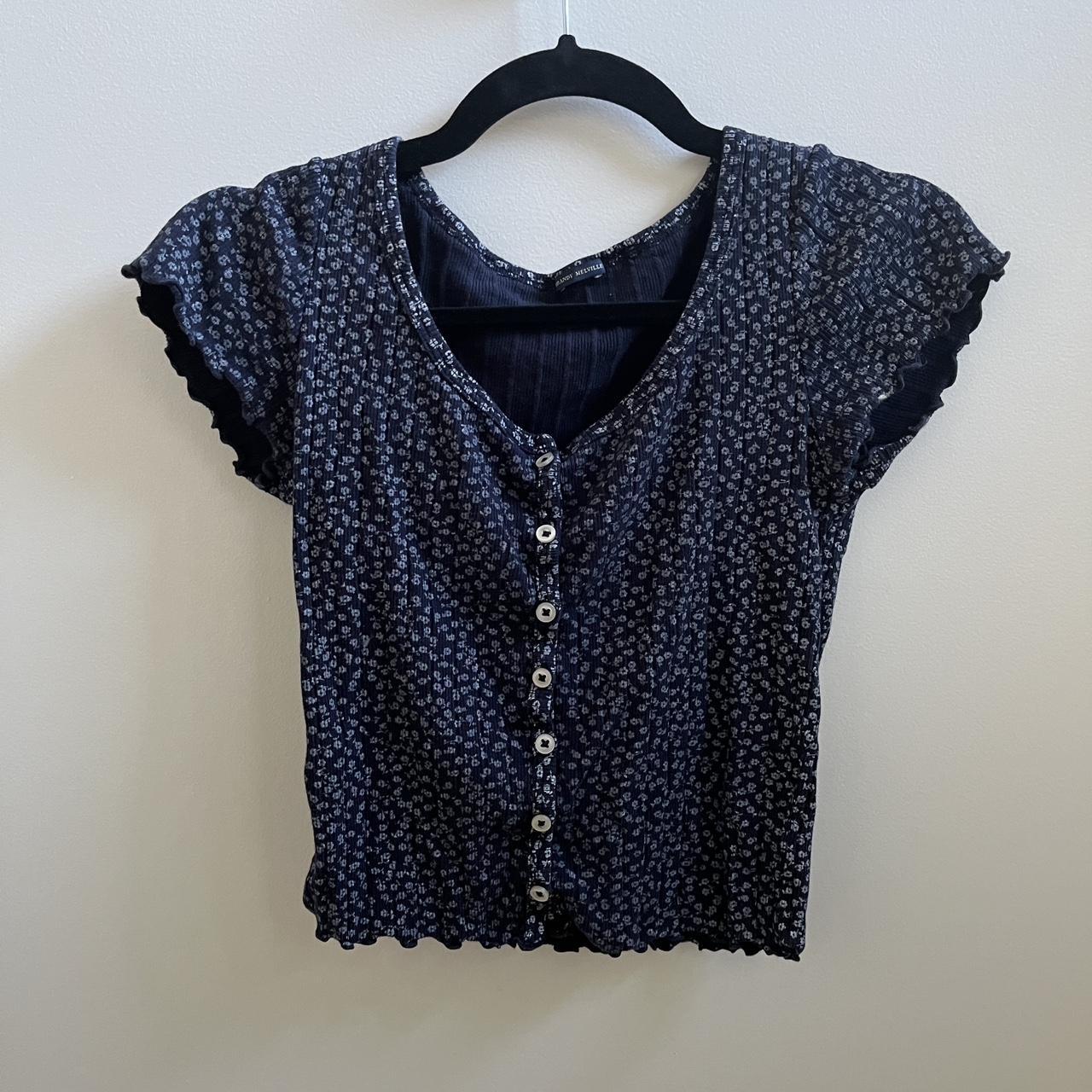 Brandy Melville Zelly Button Up Top. Navy and... - Depop