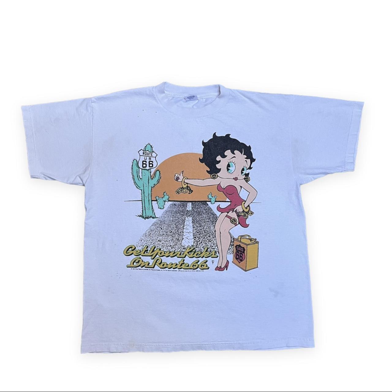 Vintage 90s Betty Boop Route 66 Double Sided T Shirt Depop