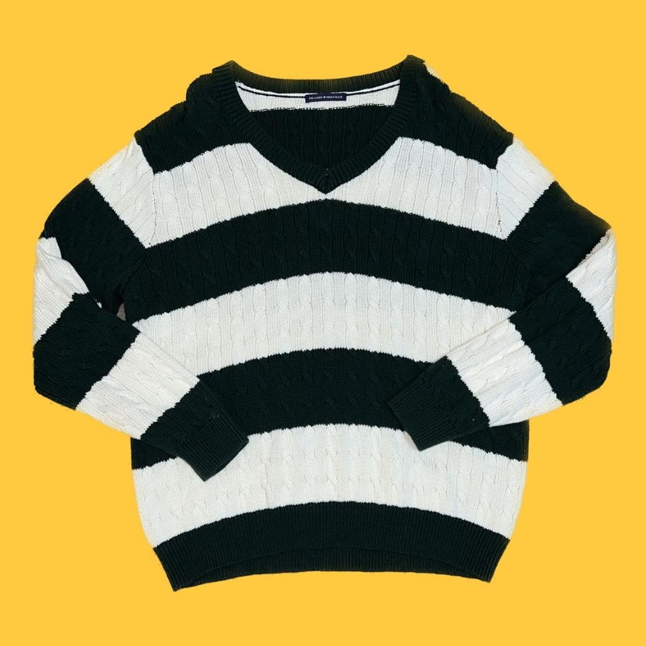 BRANDY MELVILLE green and white striped sweater 🍀... Depop