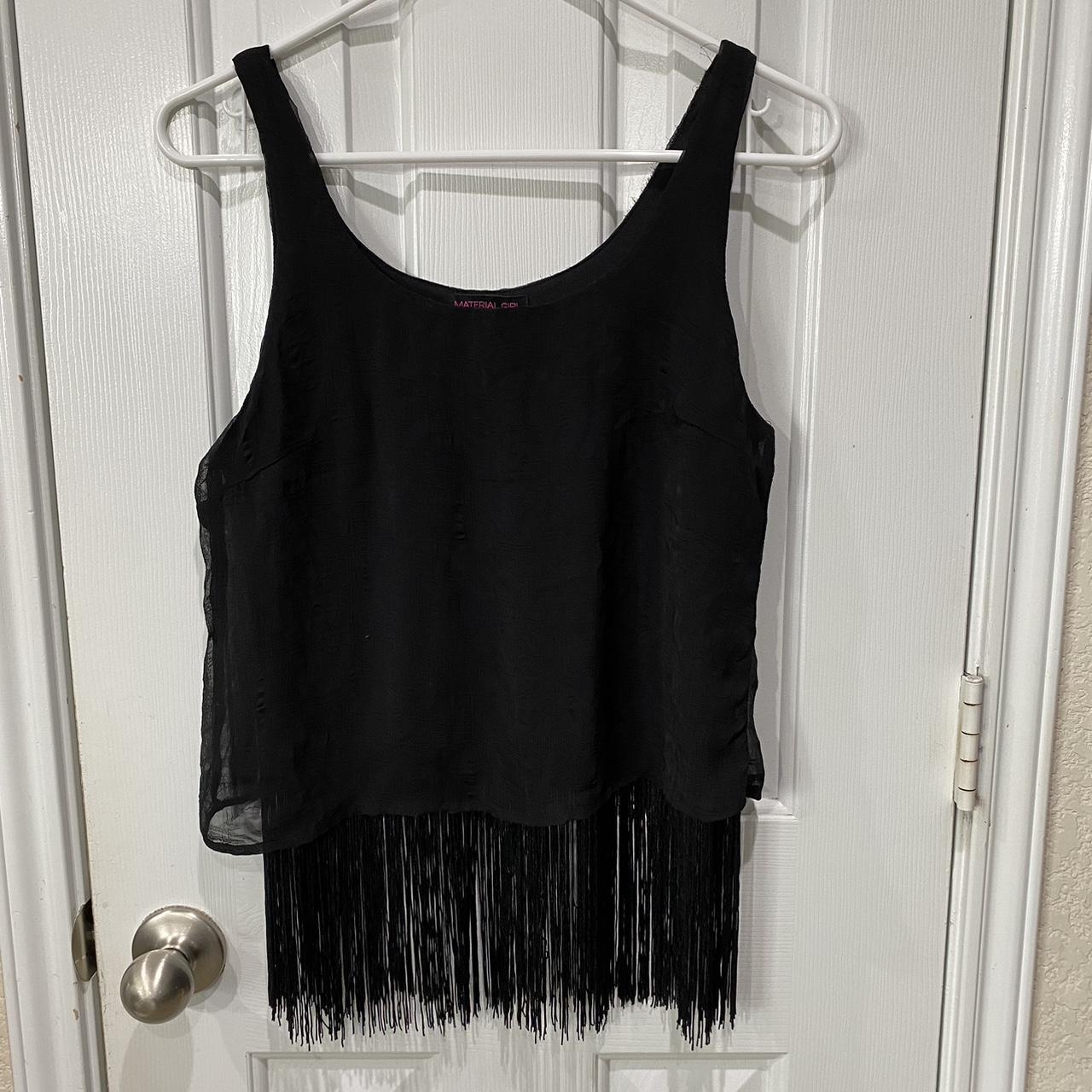 Pretty black blouse with fringe dangling all around... - Depop