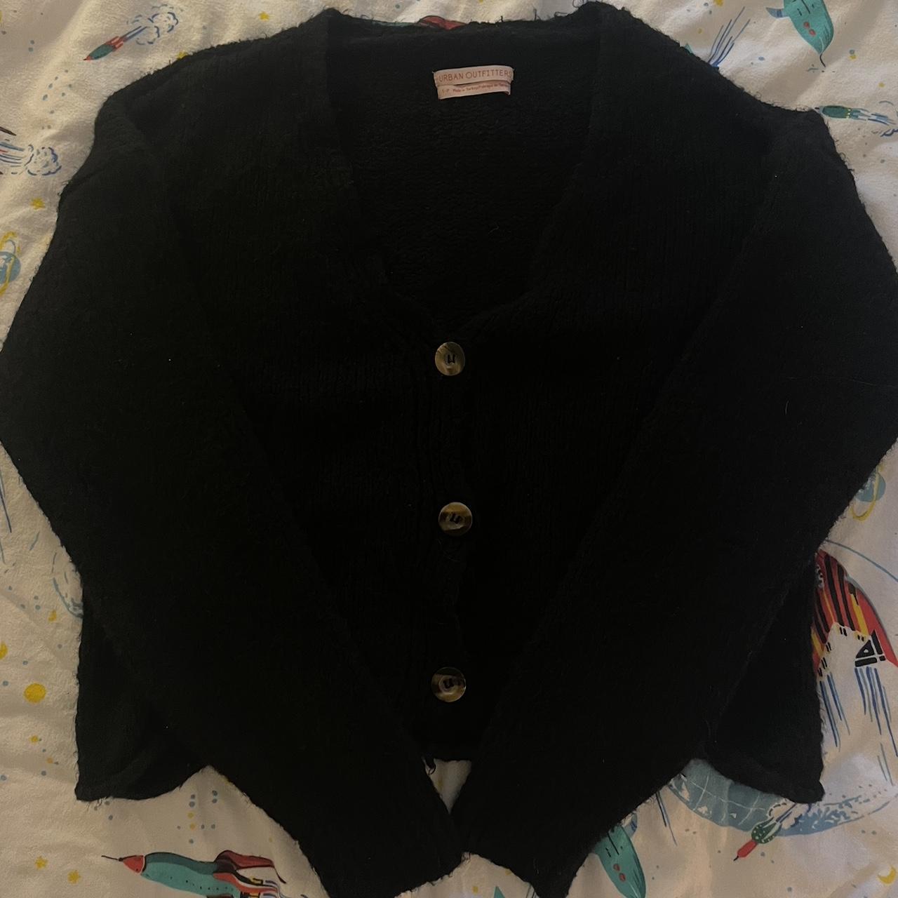 Urban Outfitters black fuzzy cardigan size... Depop