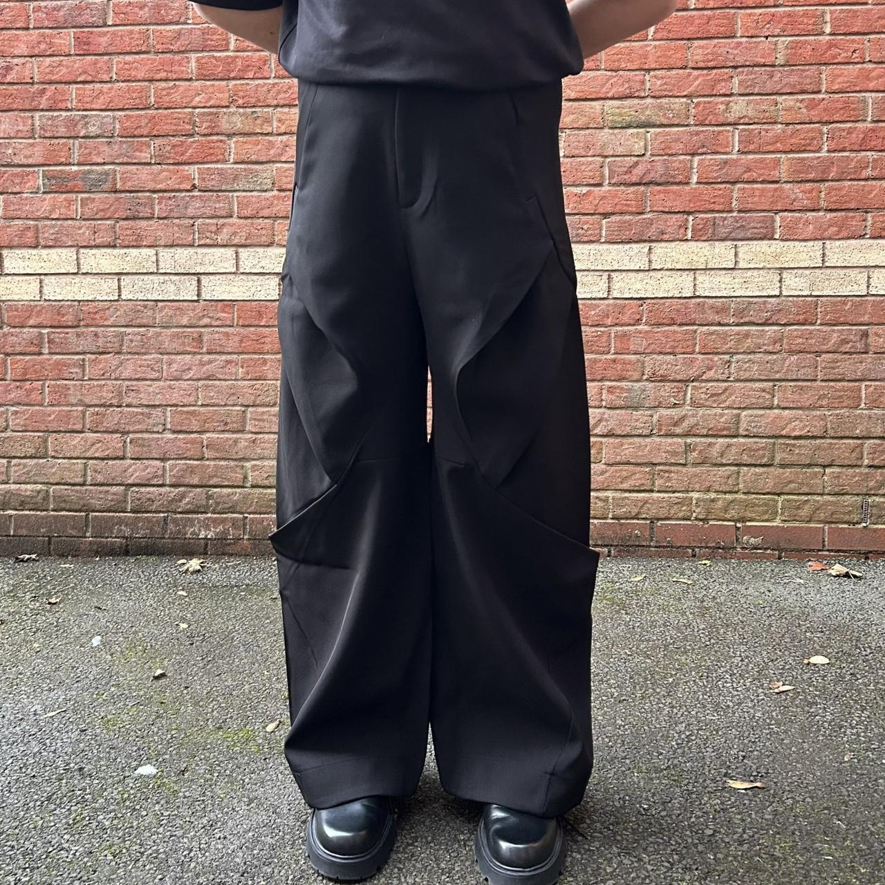 Black Japanese style wide fit trousers Brand... Depop
