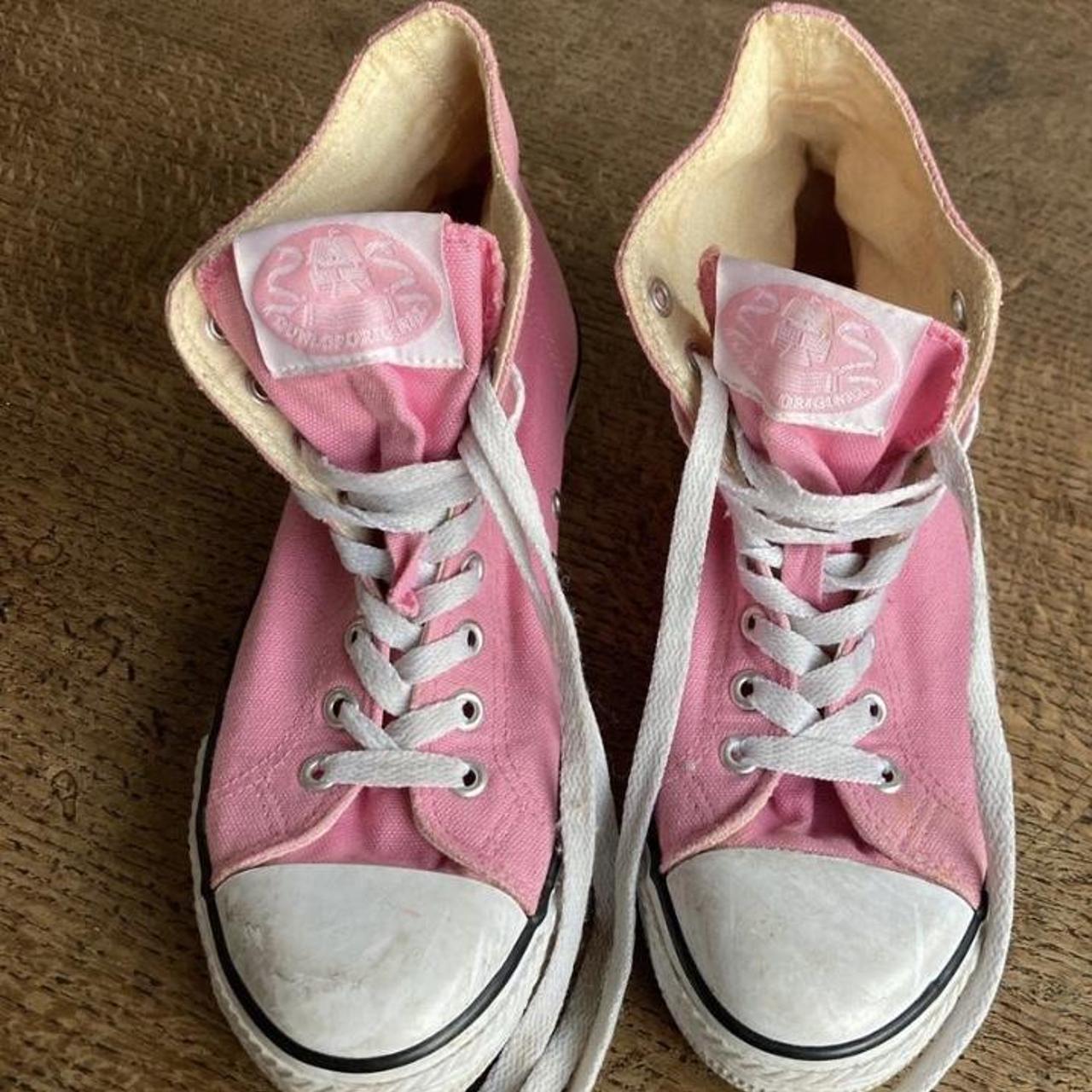 pink high top daps converse - Depop