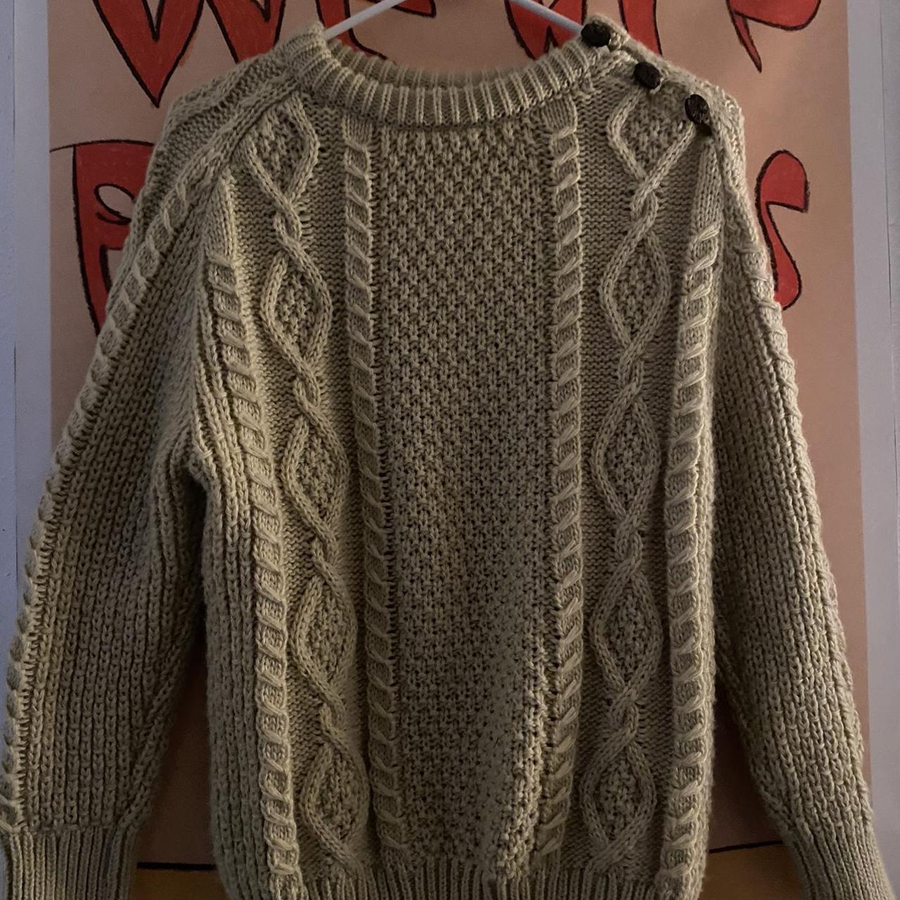 Visvim bollard button embellished cable knit sweater... - Depop