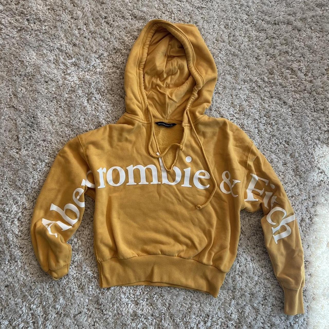 Yellow Abercrombie Fitch Logo Pull Over Hoodie