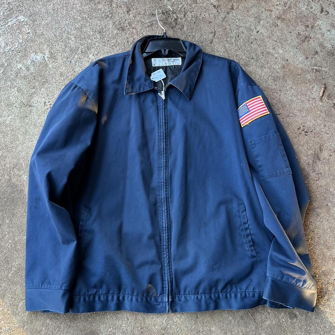 Vintage Navy Quilt Lined Work Jacket #XL02 Size... - Depop