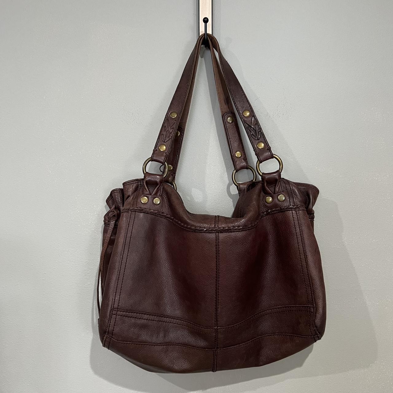 Lucky Brand Brown leather perfect slouchy tote bag... Depop