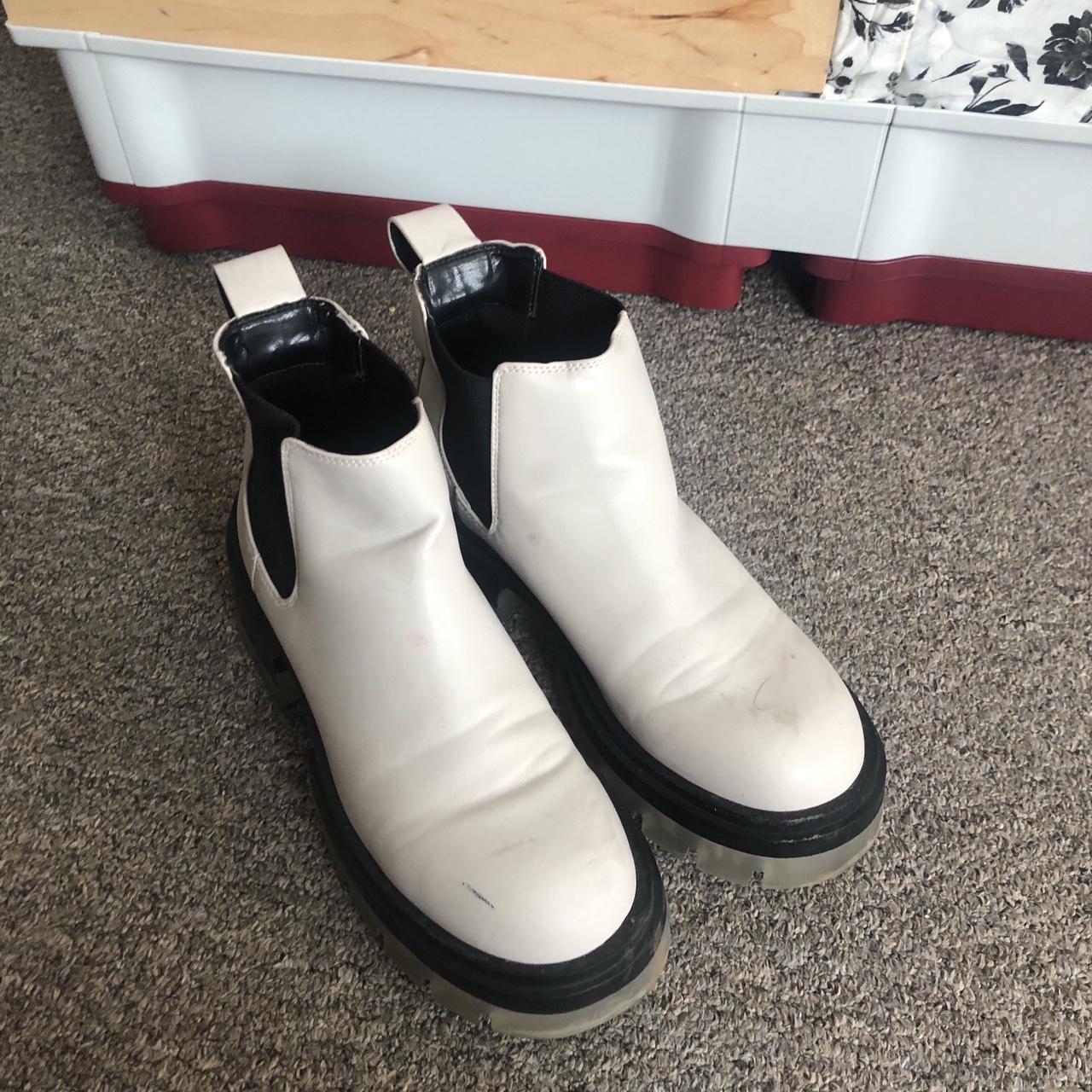 white ankle boots!! these have a rly cool Depop