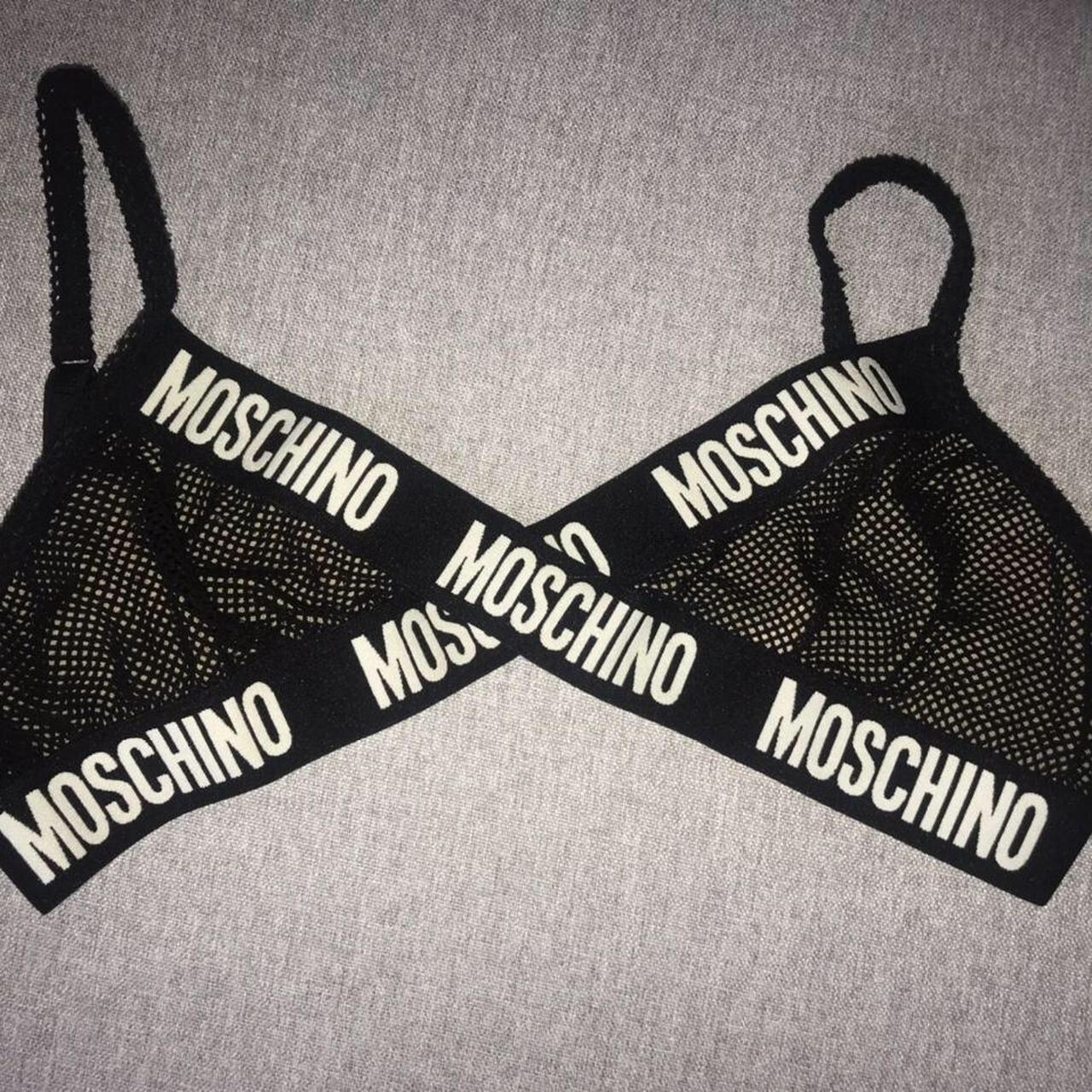 Moschino Women's Tan and Black Bra | Depop