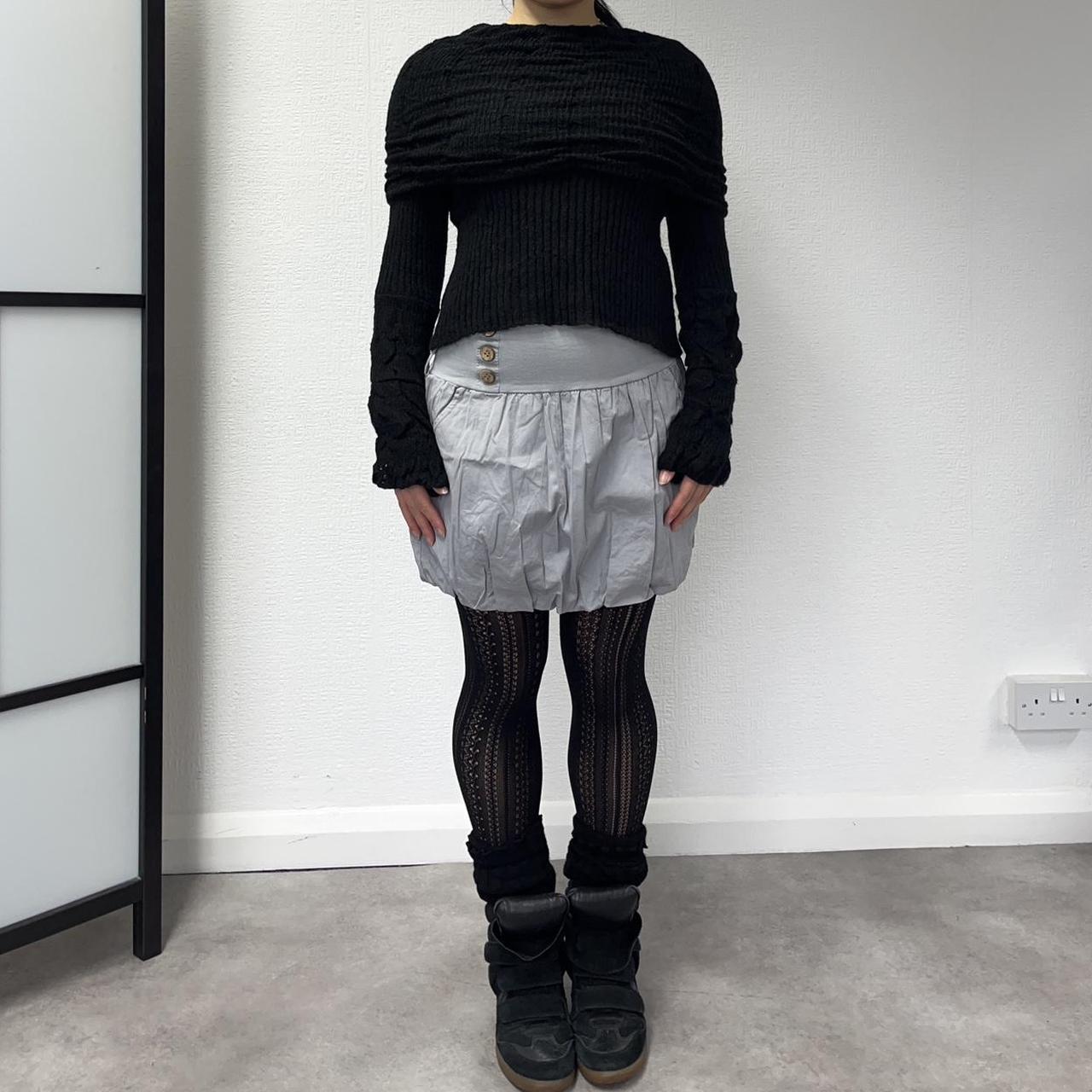 grey bubble mini skirt elastic waistband with... - Depop