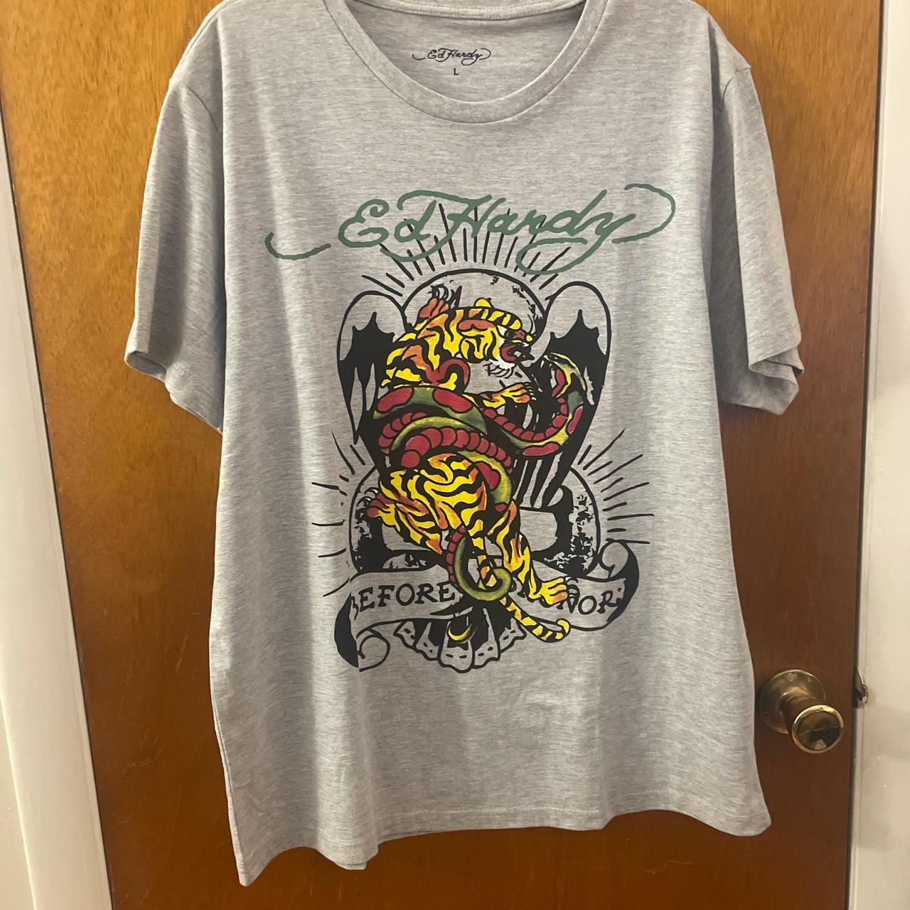 Ed Hardy, gray graphic new with tags - Depop