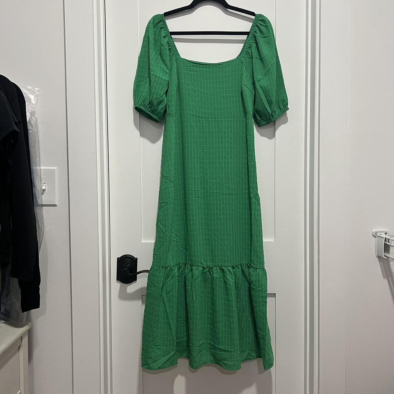 Green Floral Linen-Look Shirred Midi Dress | New Look