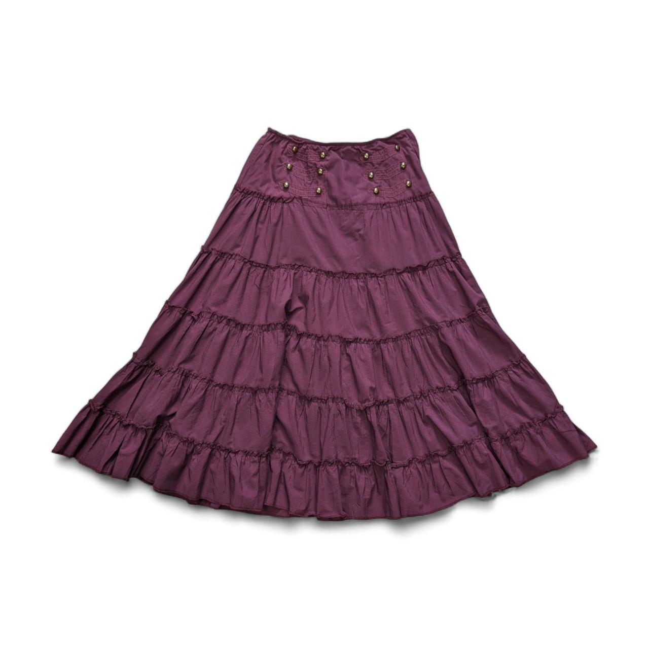 Notting Hill Purple Tiered Peasant Skirt Button