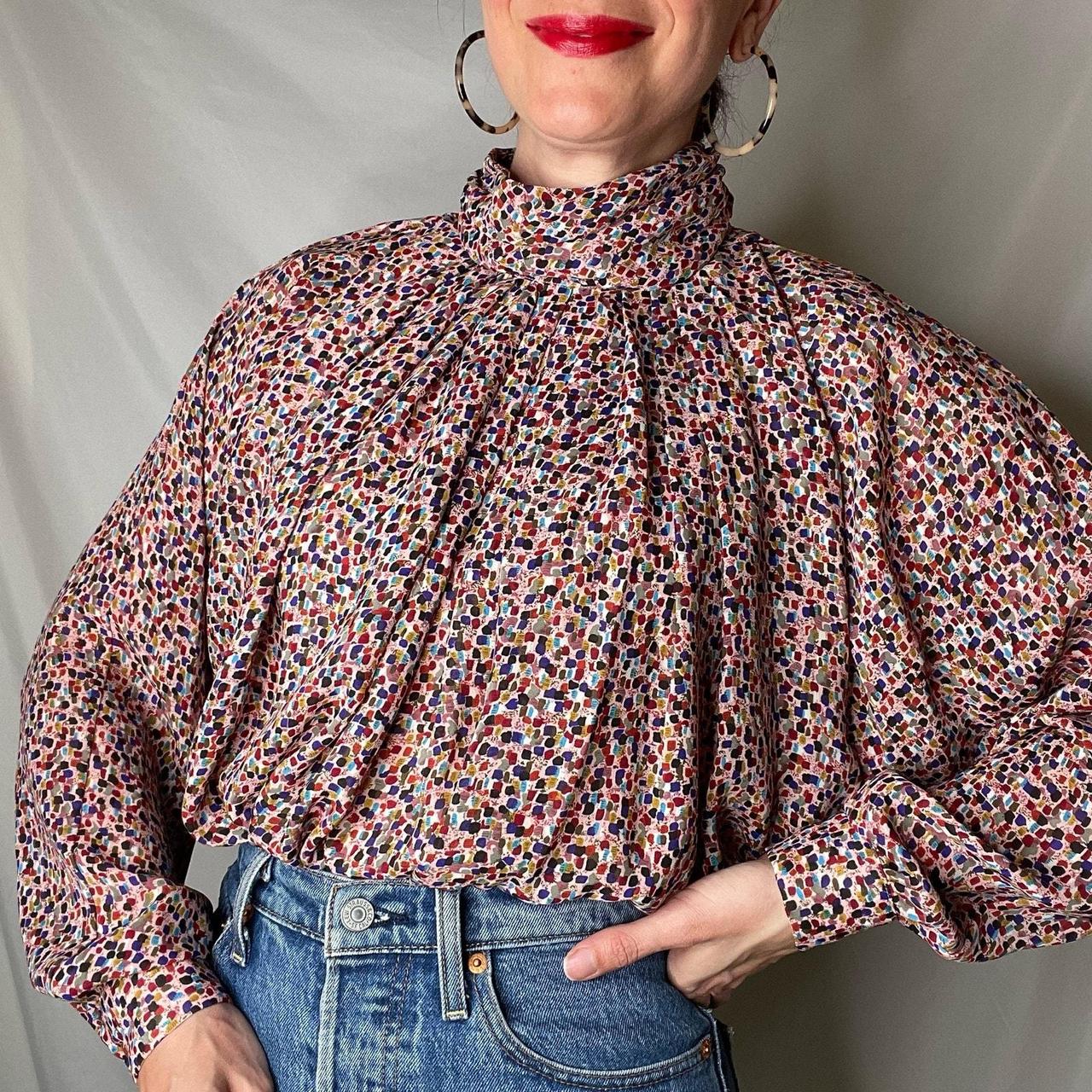 Vintage 90s rainbow colorful confetti high mock neck. Depop