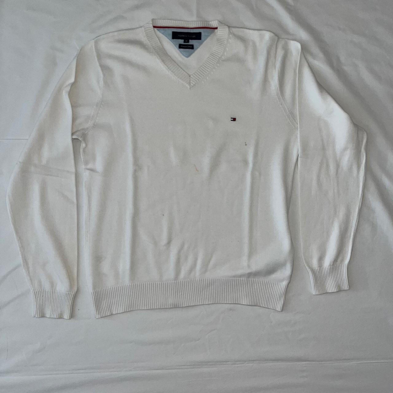 White Tommy Hilfiger Sweater // Female // Label Size... - Depop