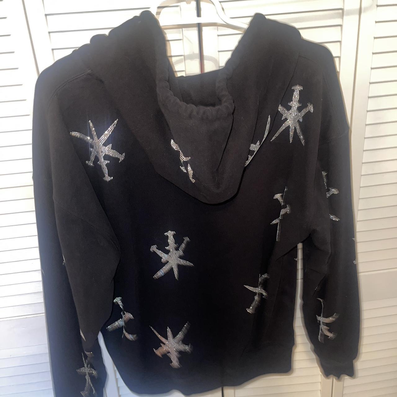 UNKNOWN LONDON BLACK DAGGER RHINESTONE HOODIE/ZIP...