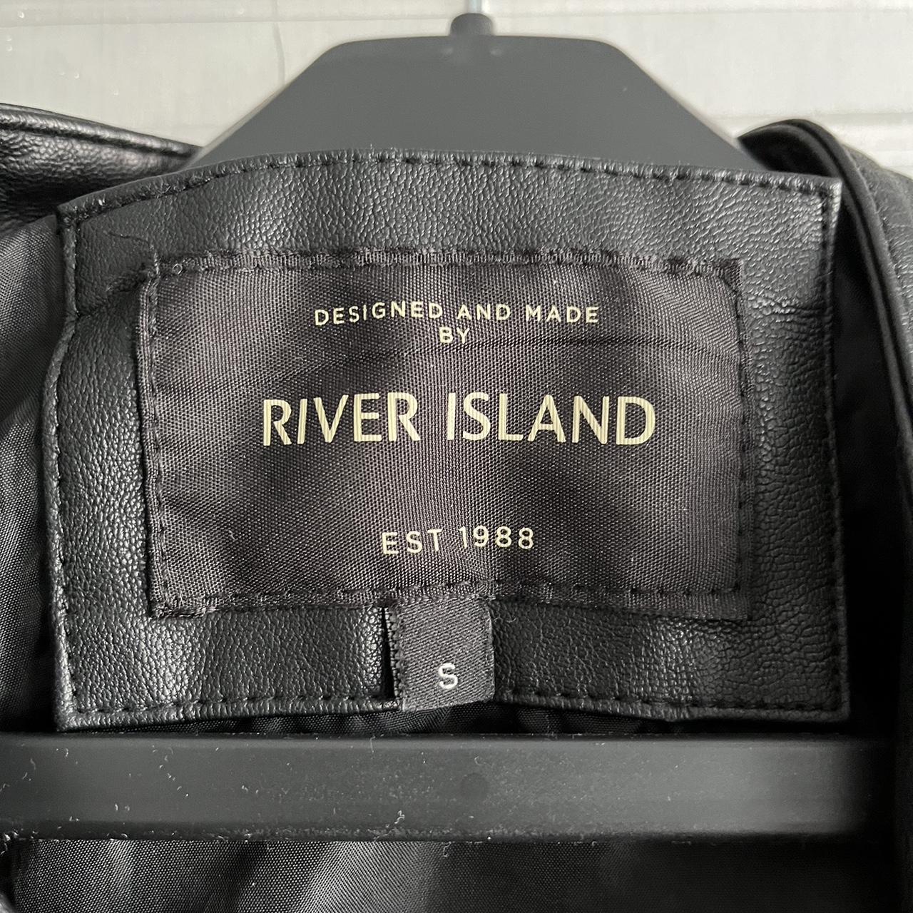 River Island Faux Leather Jacket - Small Well worn... - Depop