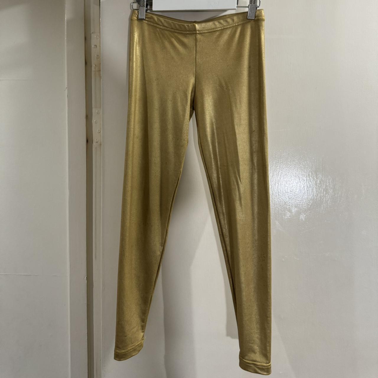 American Apparel y2k gold shiny leggings 80 nylon. Depop